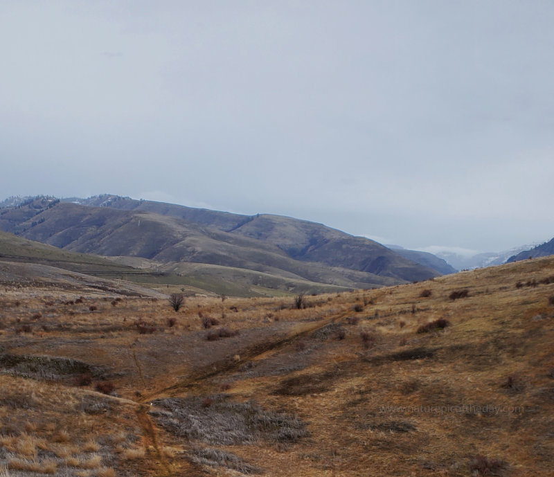 Snow storm over the distant Rocky Mountains in Idaho.