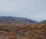 Snow storm over the distant Rocky Mountains in Idaho.