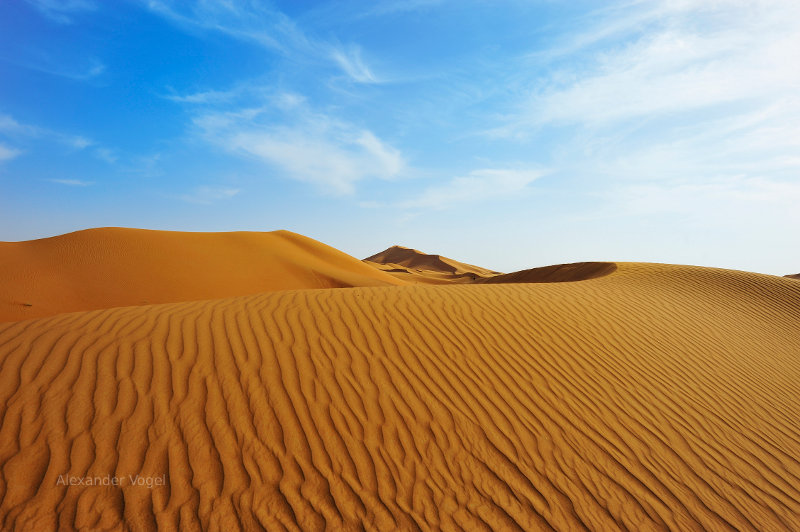 Desert sand dunes, sand drifts, UAE, Dubai.  Nature picture.