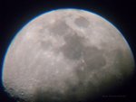 Moon through a Blue Sky BT600 telescope.