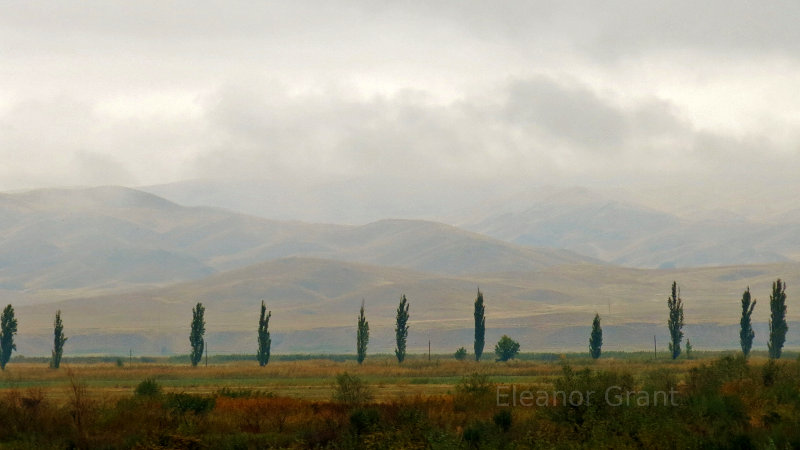 Grass covered mountains in Kyrgyzstan
