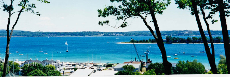 Busy bay in the summer in Harbor Springs, MI