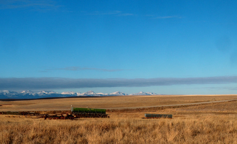 Rocky Mountains and prairie near Choteau, MT